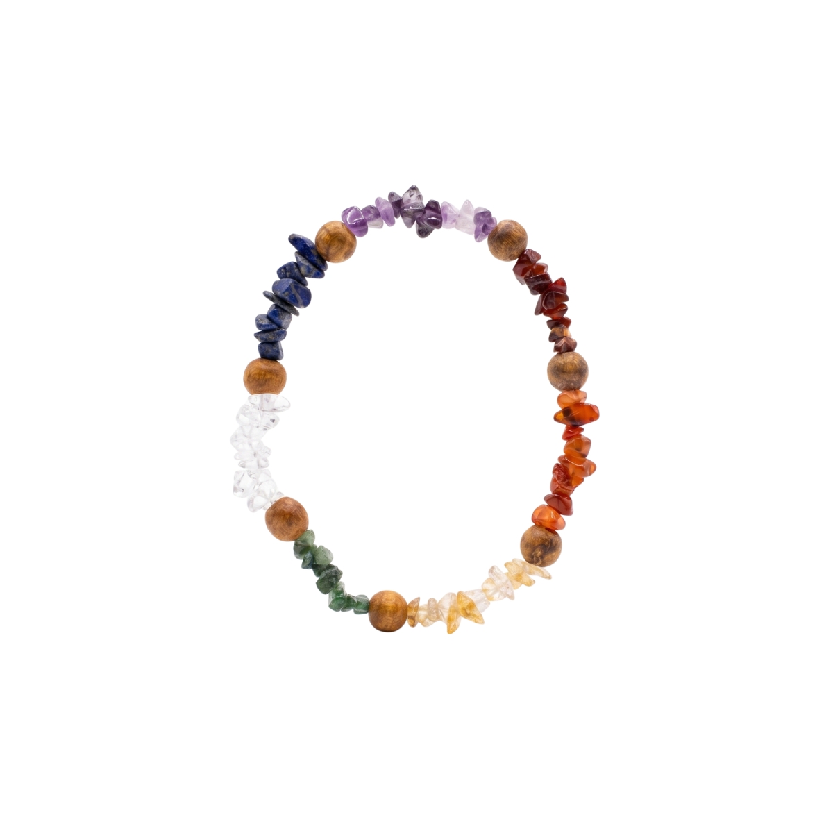 7 Chakra Crystal Chips Bracelet with Aromatic Palo Santo Beads