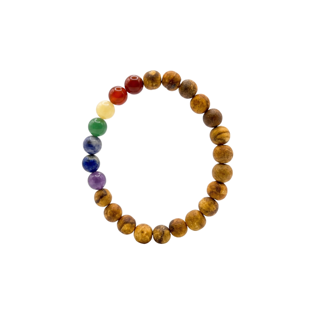 7 Chakra Natural Beads Bracelet with Palo Santo Beads