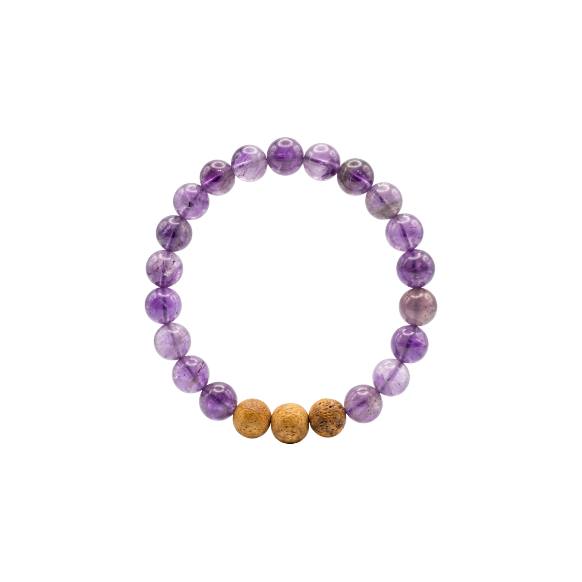 Amethyst Natural Crystal 8mm Bracelet with Aromatic Palo Santo 3 Beads