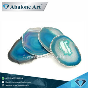 AGATE ELECTROPLATED COASTER (SILVER)