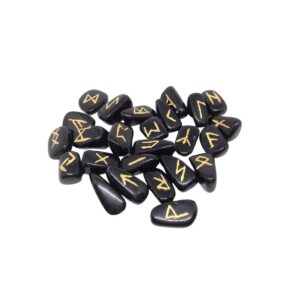 Black Agate Tumble Runes Set