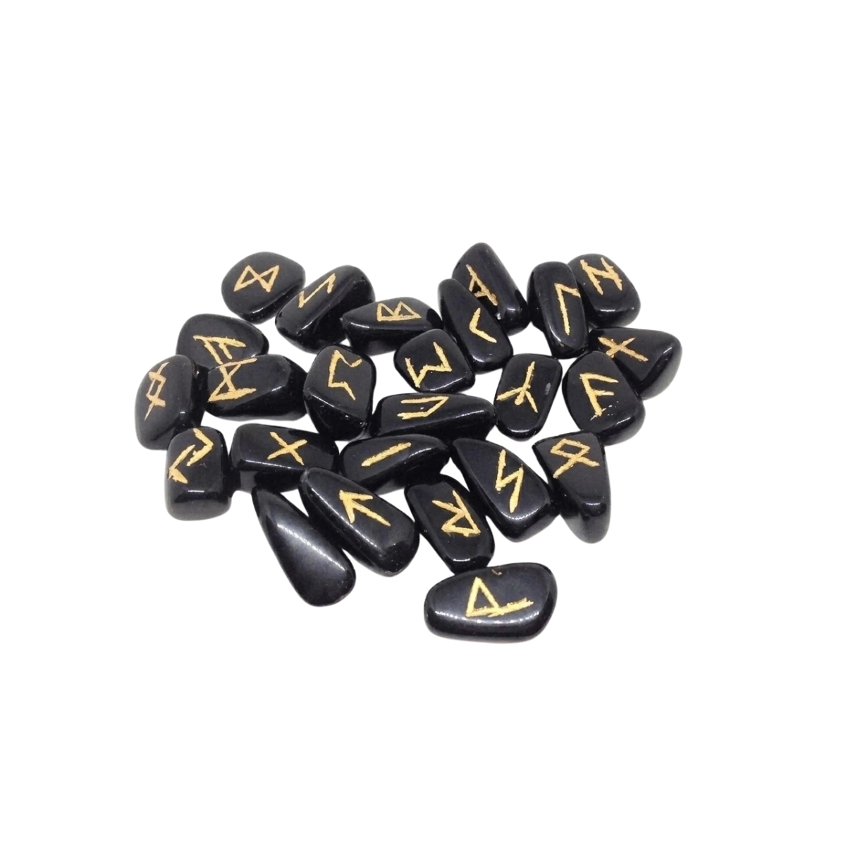 Black Agate Tumble Runes Set