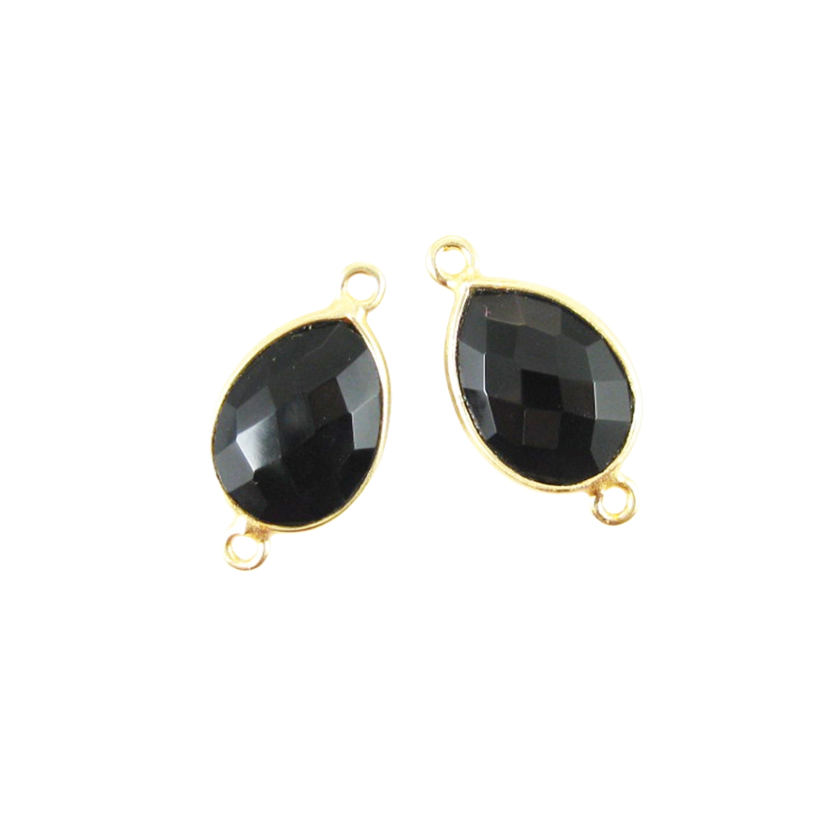 Black Obsidian Bezel Connectors Gold Plated