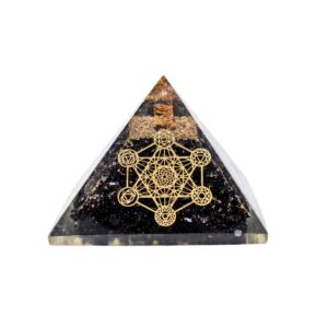 Black Tourmaline Orgonite Pyramid with Metatron