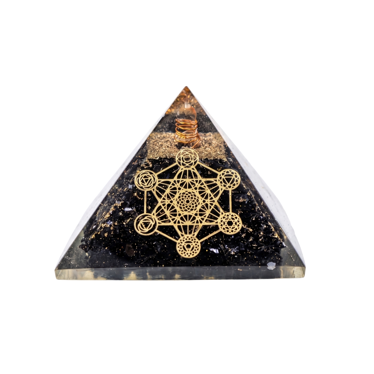 Black Tourmaline Orgonite Pyramid with Metatron