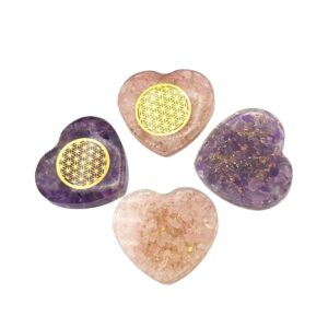 Flower of Life Orgonite Hearts