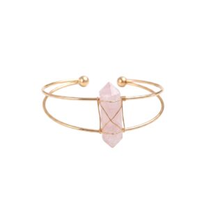 Rose Quartz Double Point Cufflink