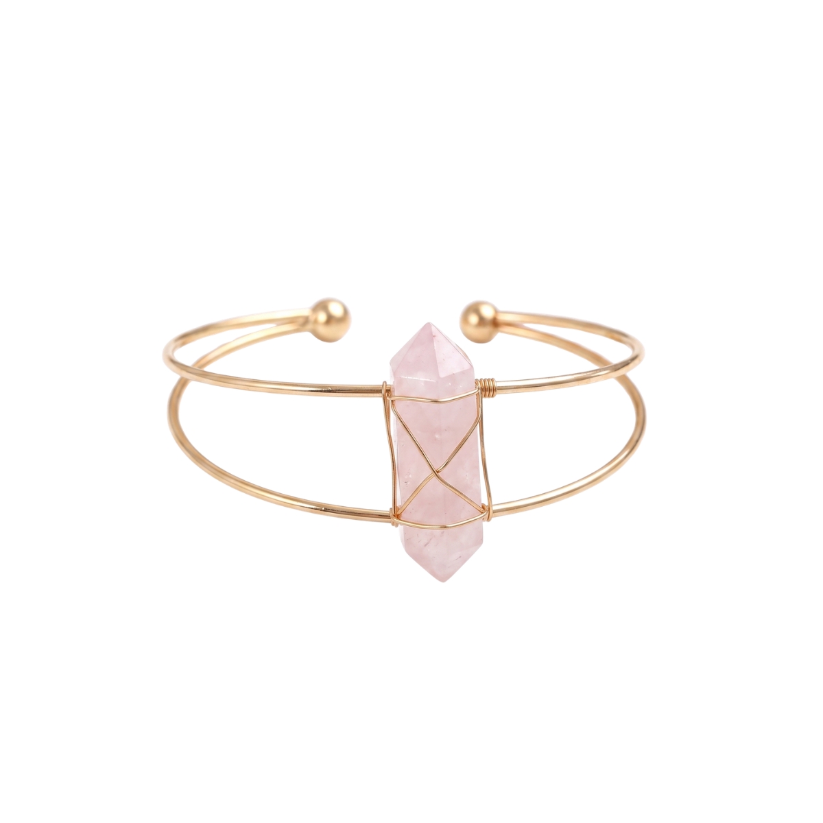 Rose Quartz Double Point Cufflink